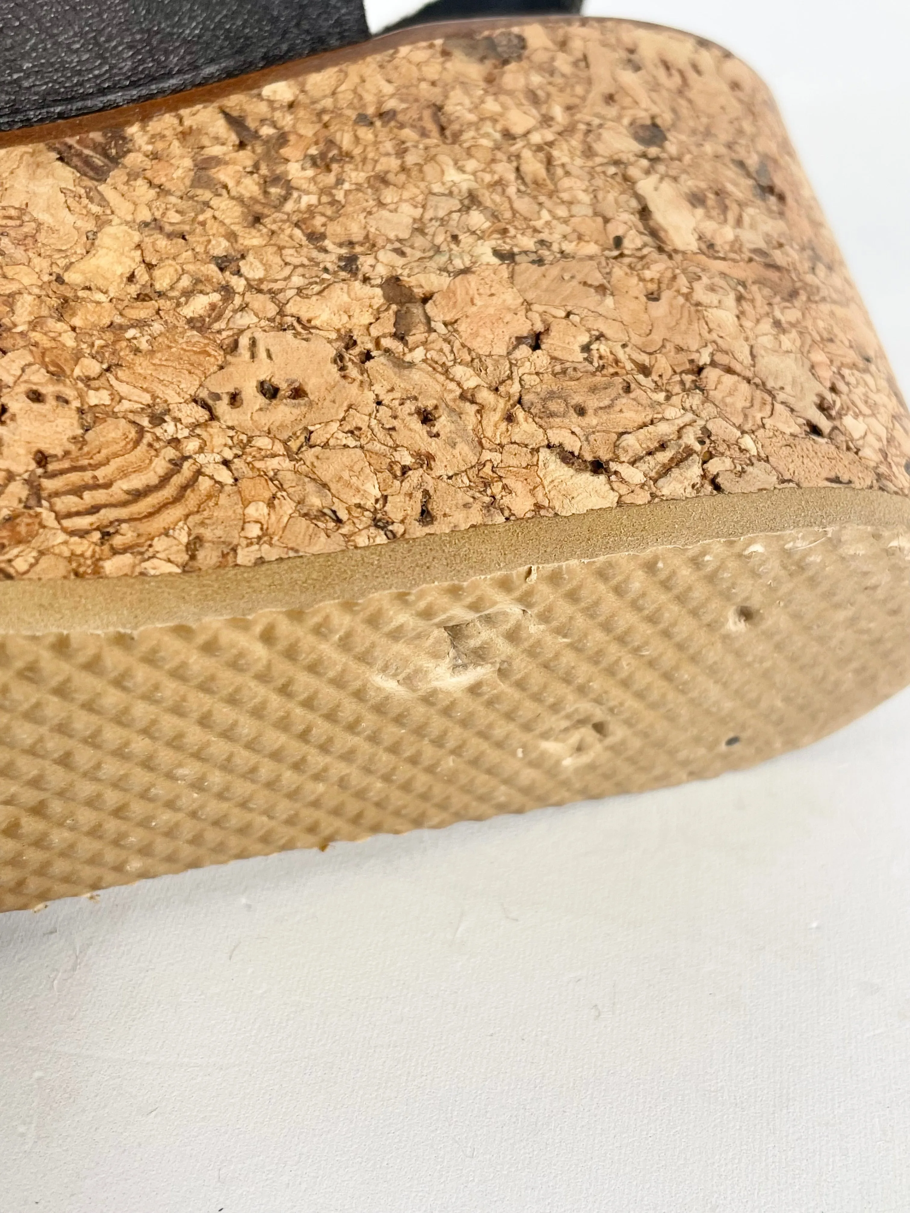 ATP Atelier Black Leather Cork Wedge Sandals - EU37