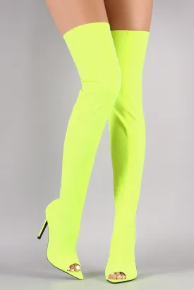 Pointed Peep Toe Stiletto Over-The-Knee Boots